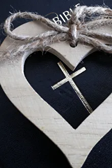 A wooden heart and the Holy Bible A wooden heart and the Holy Bible
