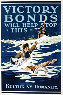 WWII poster Victory Bonds Will Help Stop This
