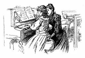 Young girl being given a piano lesson Young girl being given a piano lesson