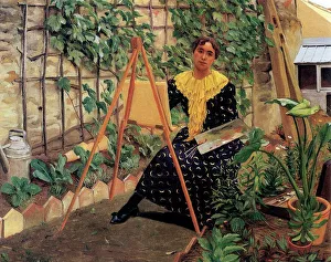 Young woman painting by Felix Edouard Vallotton (December 28, 1865 - December 29 Young woman painting by Felix Edouard Vallotton (December 28, 1865 - December 29