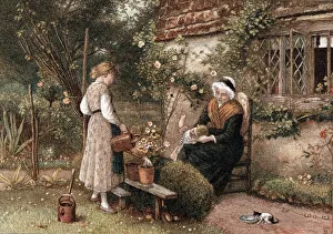 Youth and Age. Chromolithograph after painting by Myles Birkett Foster (1825-1899) Youth and Age. Chromolithograph after painting by Myles Birkett Foster (1825-1899)