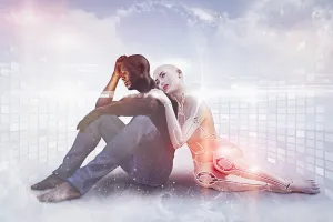 Robotic Gallery: advanced technology, adversity, affection, ai, android, anxiety, arm around, artificial