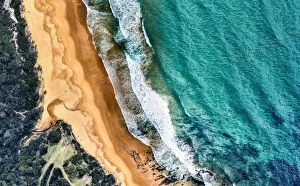 Aerial view of beach and ocean. Victoria, Australia