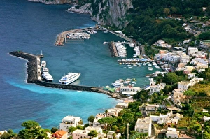 Aerial view of Capri Marina Grange and old town Aerial view of Capri Marina Grange and old town