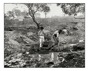 Searching Gallery: Antique photograph of Gold digging in Australia