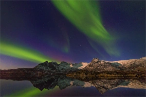 Aurora Borealis or Northern Lights in the Lofoten Peninsular, Arctic circle, Norway Aurora Borealis or Northern Lights in the Lofoten Peninsular, Arctic circle, Norway