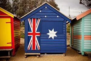 Images Dated 13th August 2017: Australian flag painted on beach hut. Australia