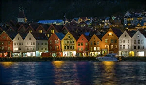 Images Dated 28th February 2014: Bergen Warehouses at night