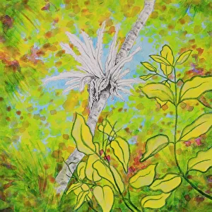 Bird Nest Fern and Palm Trees in Rain Forest Acrylic Painting Bird Nest Fern and Palm Trees in Rain Forest Acrylic Painting