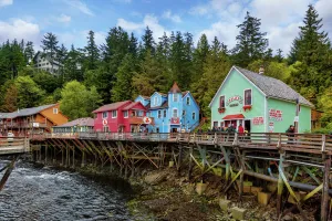 A Block of Fourth Avenue in Fairbanks Along Creek Street, Downtown of Ketchikan, Alaska A Block of Fourth Avenue in Fairbanks Along Creek Street, Downtown of Ketchikan, Alaska