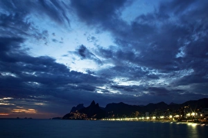 The Blue Hour of Ipanema Beach with Vidigal in the Background, Rio de Janeiro, Brazil The Blue Hour of Ipanema Beach with Vidigal in the Background, Rio de Janeiro, Brazil