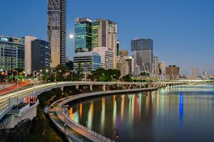 Brisbane Skyline from William Jolly Bridge at dusk Brisbane Skyline from William Jolly Bridge at dusk
