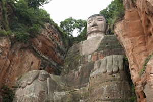 China, Sichuan Province, Leshan, Grand Buddha (Da Fo), low angle view China, Sichuan Province, Leshan, Grand Buddha (Da Fo), low angle view