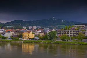 The city of Linz on a wet spring day, Austria The city of Linz on a wet spring day, Austria