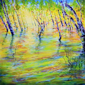 Dapppled Sunlight on Sea Water in Mangrove Trees Acrylic Painting Dapppled Sunlight on Sea Water in Mangrove Trees Acrylic Painting
