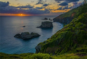 Dawn at Captain Cooks Memorial lookout, Norfolk Island, south pacific ocean Dawn at Captain Cooks Memorial lookout, Norfolk Island, south pacific ocean