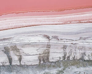 Images Dated 2nd August 2019: Drone view at the edge of a pink salt lake, Victoria, Australia