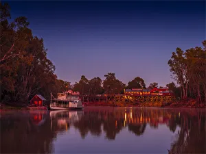 Echuca, Murray river dawn and the port area, northern Victoria, Australia Echuca, Murray river dawn and the port area, northern Victoria, Australia