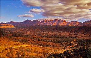 An elevated view, showing the gravel road winding its way through the Bunaroo Valley, Flinders ranges national park An elevated view, showing the gravel road winding its way through the Bunaroo Valley, Flinders ranges national park