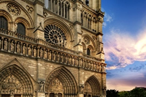 Evening Light Shining on the Notre Dame Cathedral in Paris, France Evening Light Shining on the Notre Dame Cathedral in Paris, France