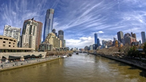 Fisheye view of Yarra river and central Melbourne Fisheye view of Yarra river and central Melbourne