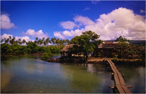 A fishing village on The Island of Upolu, Western Samoa A fishing village on The Island of Upolu, Western Samoa