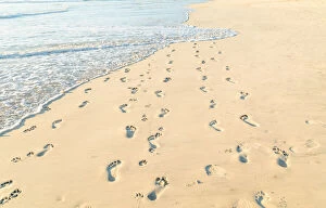 Gold Coast Collection: Footprints in the sand alongside the ocean