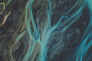 Aerial Views Gallery: Glacial river textures in the southern region of Iceland