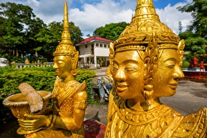 Golden Statues at Wat Krom (Lower Wat), Sihanoukville, Cambodia Golden Statues at Wat Krom (Lower Wat), Sihanoukville, Cambodia