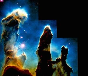 Illuminated Gallery: Hubble Space Telescope image of gaseous pillars