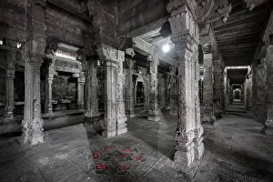 Interior Pillars of Ekambareswarar Temple, Kanchipuram, Tamil Nadu, India Interior Pillars of Ekambareswarar Temple, Kanchipuram, Tamil Nadu, India