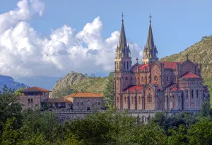 Our Lady of Covadonga basilica in Picos de Europa Our Lady of Covadonga basilica in Picos de Europa
