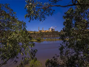 Lake Narracan and a view of the Yallourn north coal powered power station, Moe Lake Narracan and a view of the Yallourn north coal powered power station, Moe