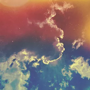 Looking up at dramatic clouds with silver linin Looking up at dramatic clouds with silver linin