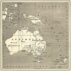 Maps Collection: Map of Australasia (1882 engraving)