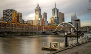 Melbourne city view from Southbank pier