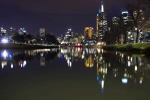 Images Dated 31st August 2014: Melbourne night reflections long exposure