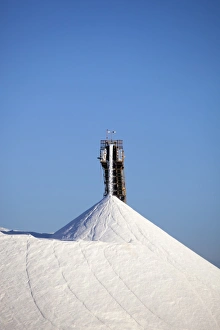 Mining machinery unloading salt at a salt mine Mining machinery unloading salt at a salt mine