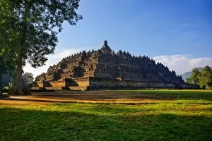 Borobudur Temple Compounds Gallery: Morning Light at Borobudur, Magelang, Central Java, Indonesia