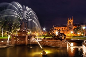 The Night Lights of Hyde Park & St Marys Cathedral, Sydney, Australia The Night Lights of Hyde Park & St Marys Cathedral, Sydney, Australia