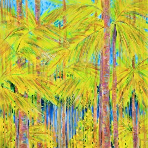 Picabeen Palm Trees and Ferns in Rain Forest Acrylic Painting Picabeen Palm Trees and Ferns in Rain Forest Acrylic Painting