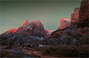 Pre-dawn light in Zion national park, Utah, USA Pre-dawn light in Zion national park, Utah, USA