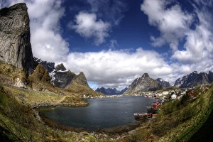 Reine village and Lofoten Archipelago fisheye view Reine village and Lofoten Archipelago fisheye view