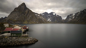 Reine village and Lofoten Archipelago mountains Reine village and Lofoten Archipelago mountains