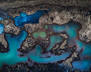 Aerial Views Gallery: Rock pools, Eyrarbakki, Iceland
