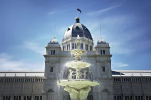 Royal Exhibition Building and historic fountain in Melbourne Royal Exhibition Building and historic fountain in Melbourne