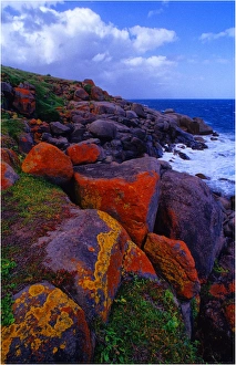 The rugged and rocky coastline on Granite Island near Victor Harbour, south Australia The rugged and rocky coastline on Granite Island near Victor Harbour, south Australia