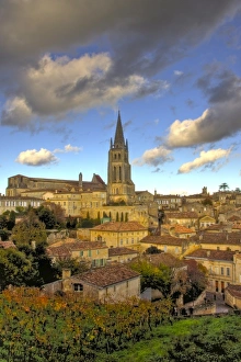 Saint-Emilion town view with Monolithic Church Saint-Emilion town view with Monolithic Church