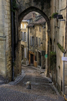 Saint Emilion village old cobbled narrow street Saint Emilion village old cobbled narrow street