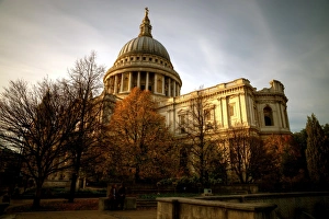 Saint Pauls cathedral in fall colours at sunset Saint Pauls cathedral in fall colours at sunset